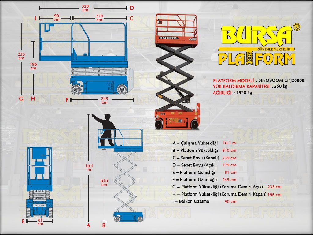 AK�L� MAKASLI PLATFORMLAR - 10 Metre Ak�l� Makasl� Platform